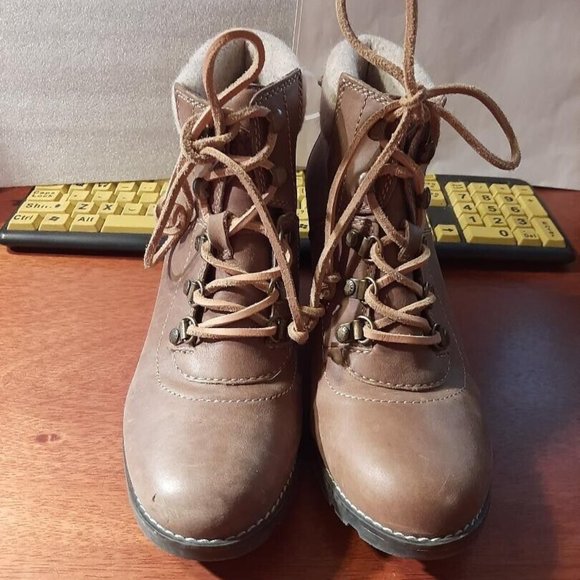 NEW ! Sperry Women Boots Lace Up Wedge Leather Brown Size 9 - Picture 3 of 6